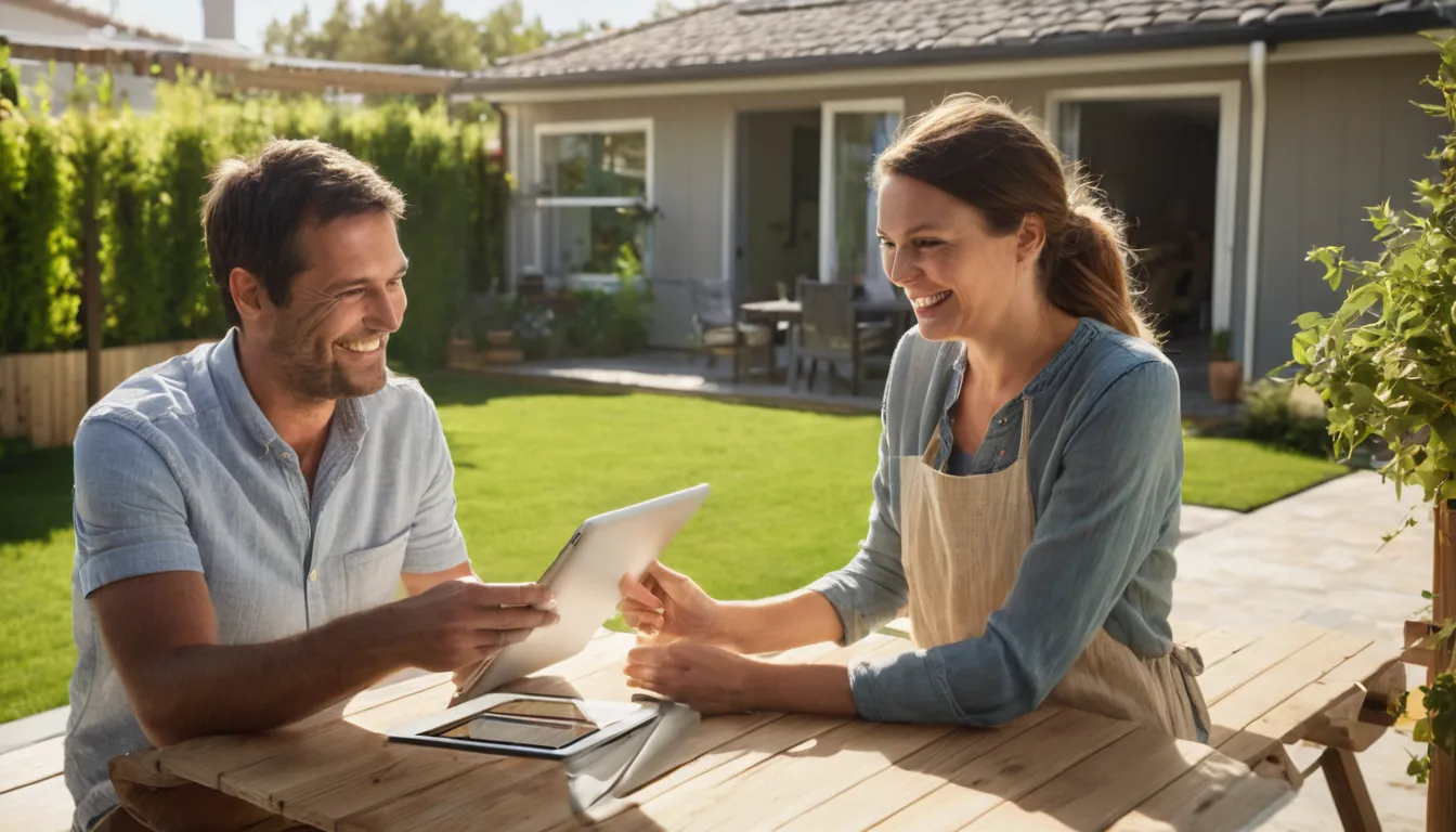 A homeowner reviewing concrete patio plans in the St. Michael area